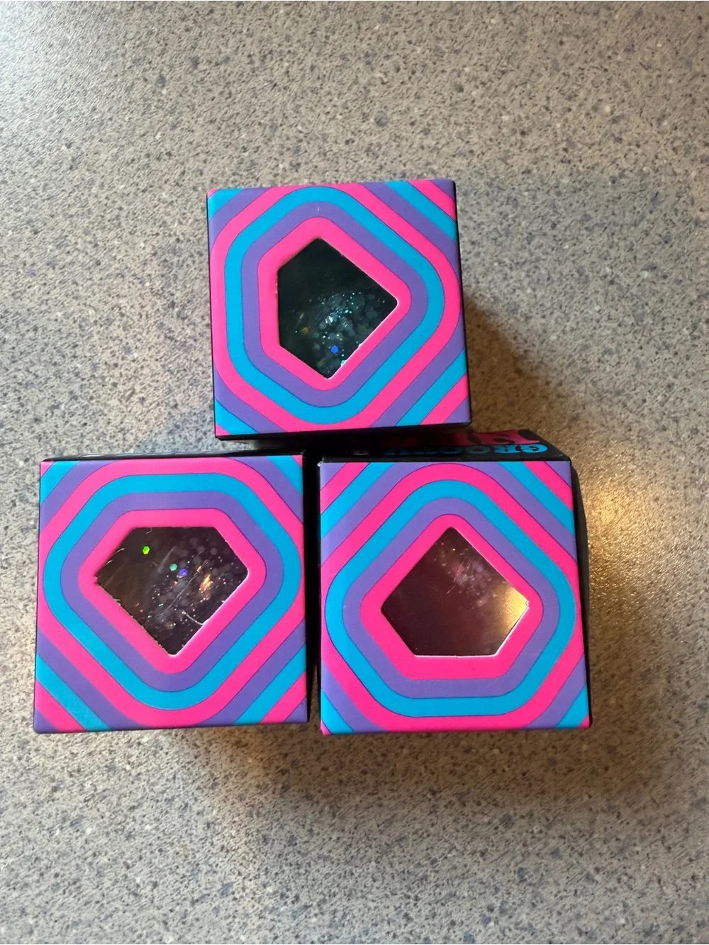 3 New Nee Doh Groovy Jewel Diamond Glitter Blue Pink Purple Squishy Toy Minis